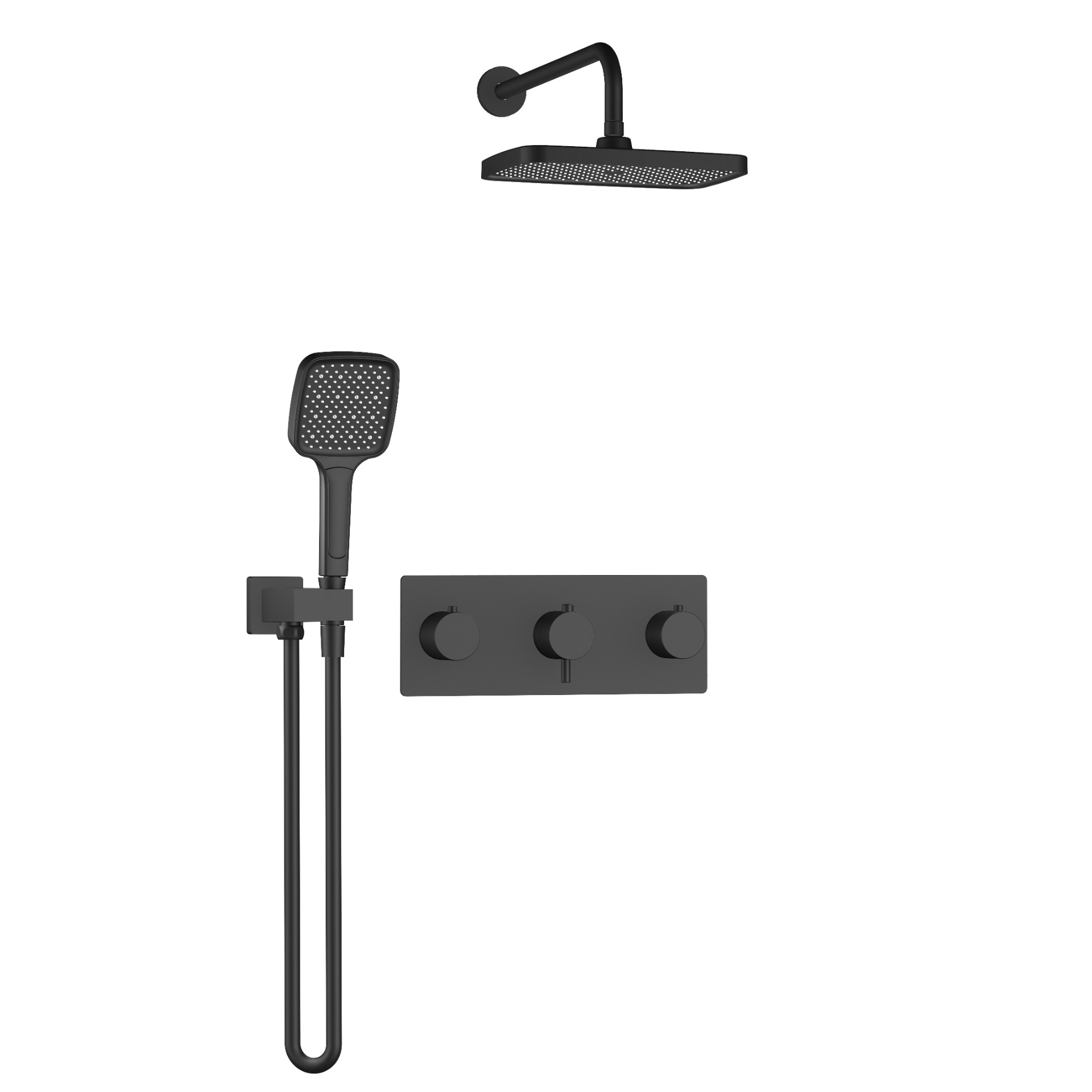 2功能恒温淋浴花洒 旋钮开关一体大面板 雅黑