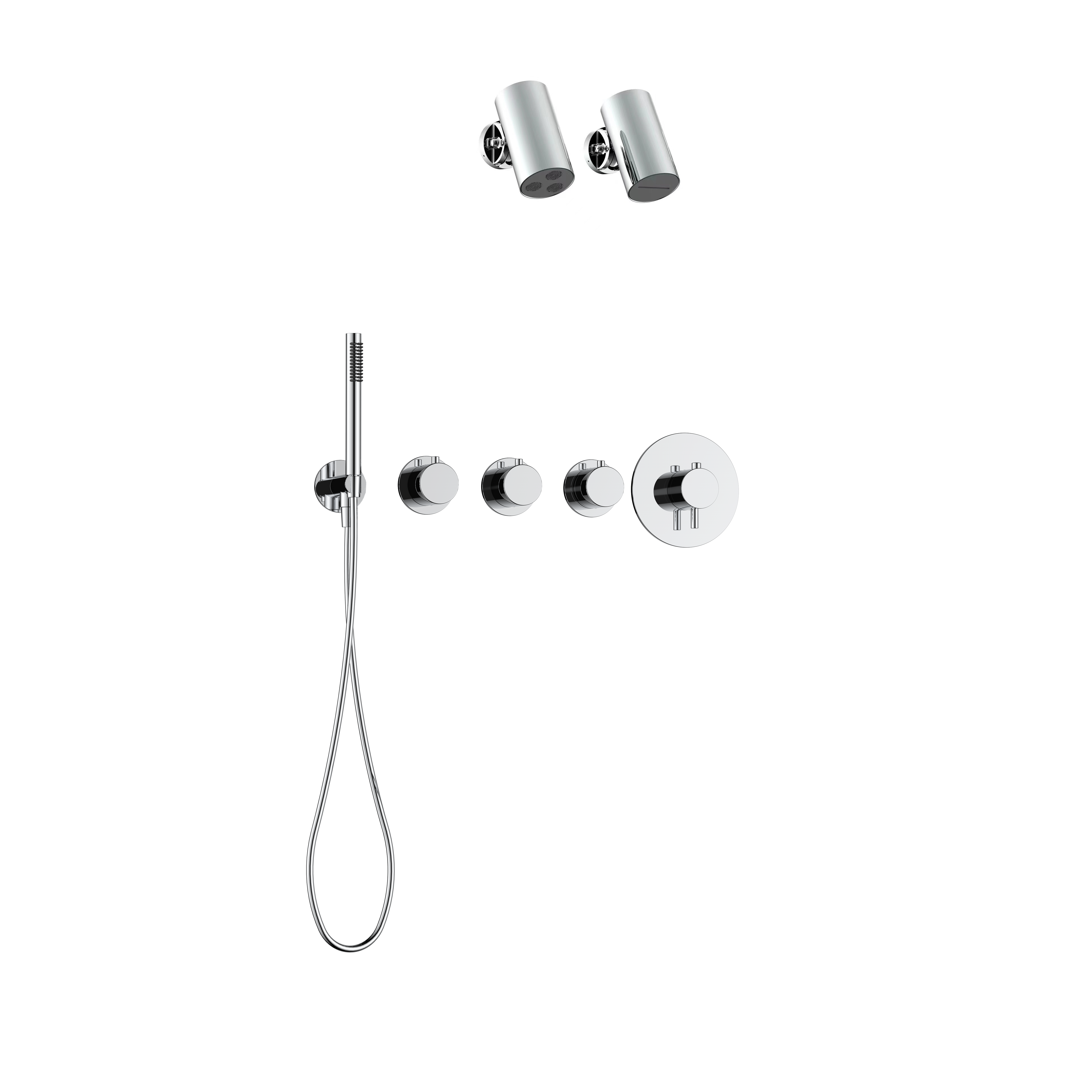 3功能恒温淋浴花洒 旋钮开关 分体小面板 铬色