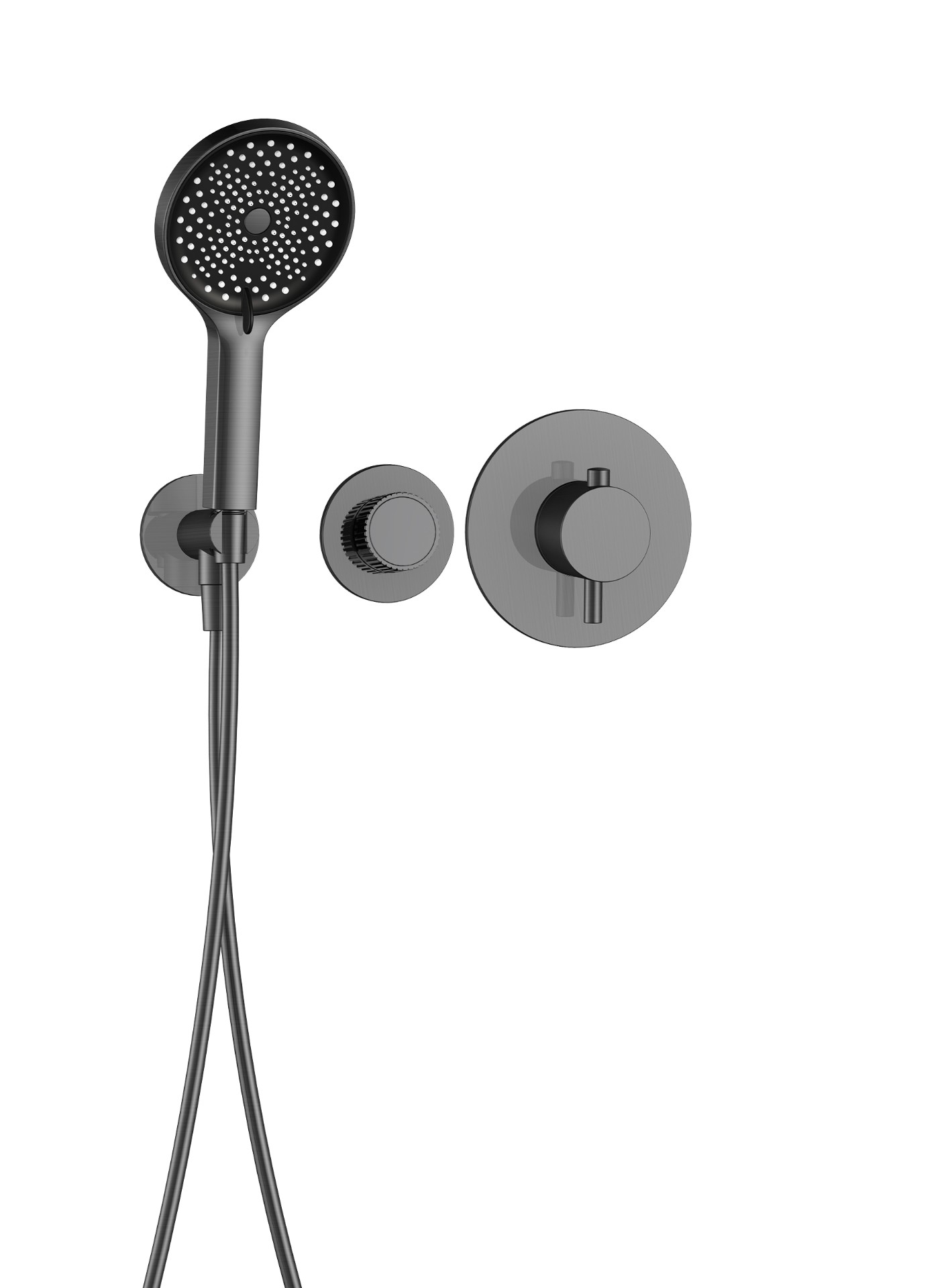 1功能恒温淋浴花洒 按键开关 分体小面板 枪灰